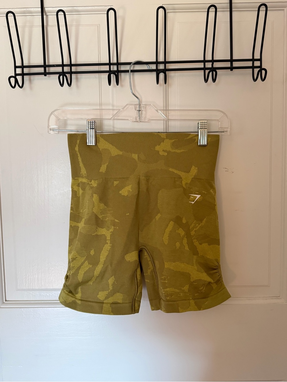Gymshark Olive Green Camo High-Waist Bike Shorts